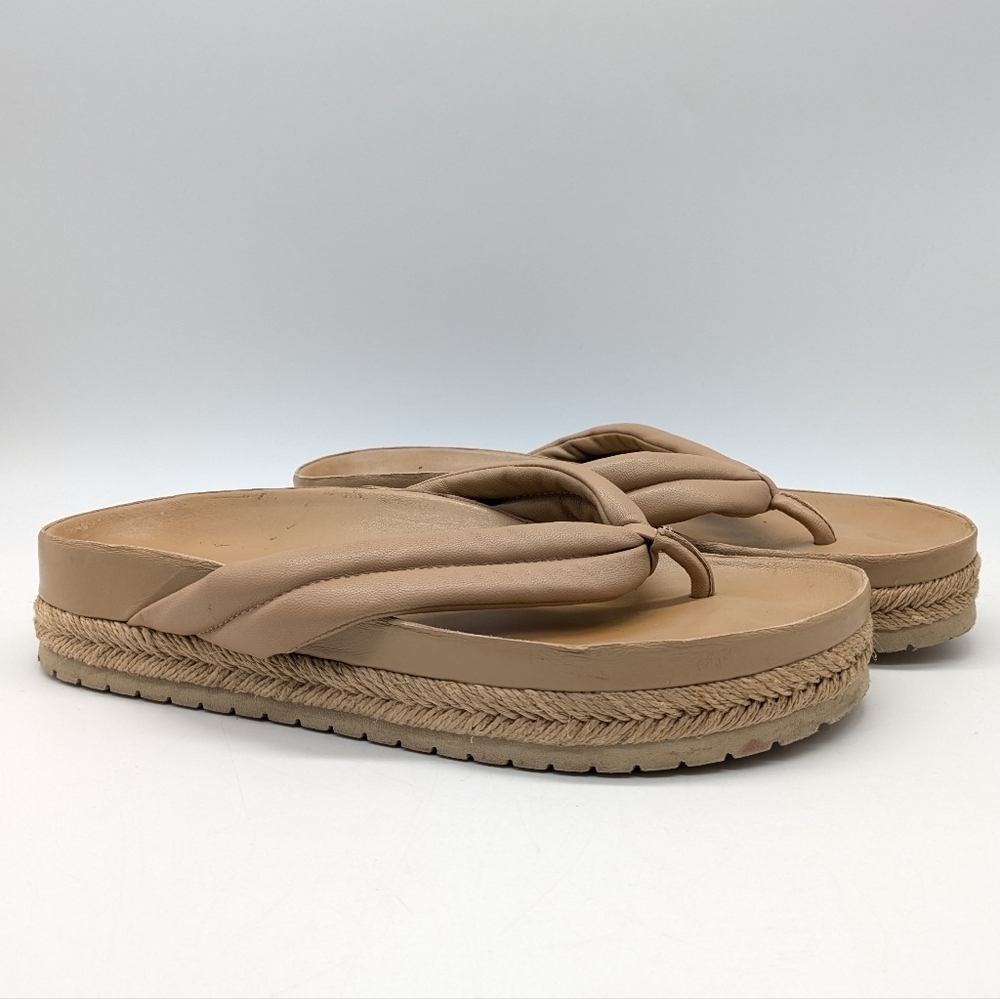 Vince Beige Platform Thong Sandals